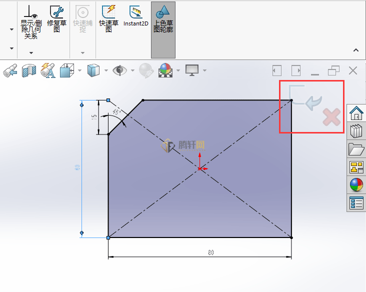 Solidworks角度距离绘制倒角的方法第5步