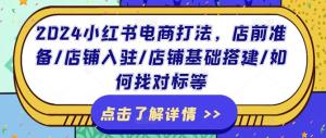 2024小红书电商/店铺入驻/店铺基础搭建方法视频教程