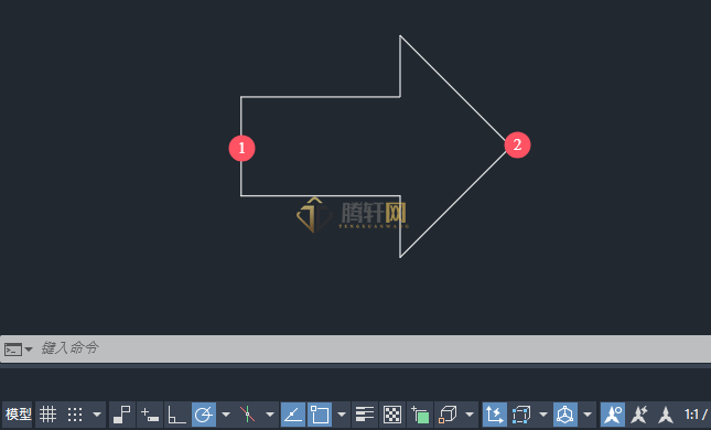 AutoCAD 2024绘制一个向右的箭头图标第4步