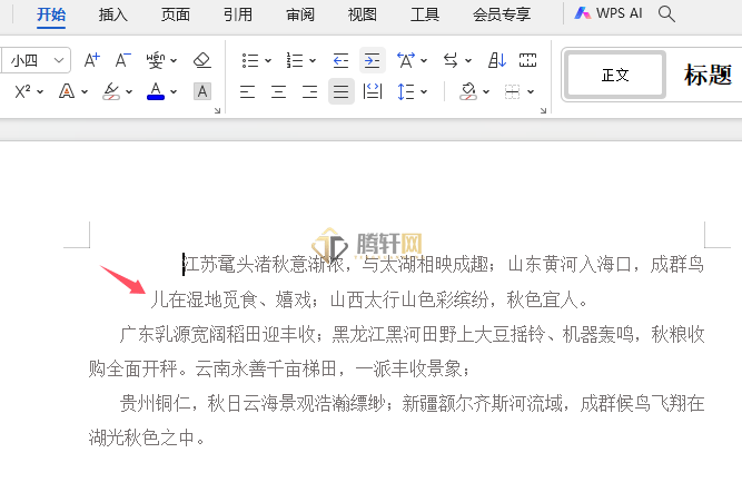 WPS文字增加段落缩进量的方法第3步