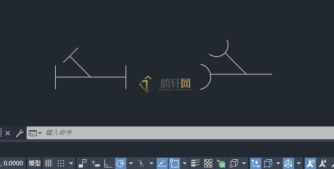 AutoCAD 2024绘制斜三通图例的方法第6步