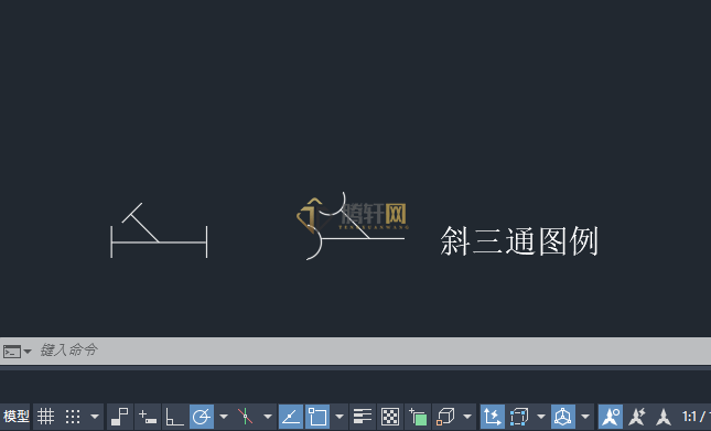 AutoCAD 2024绘制斜三通图例的方法第8步